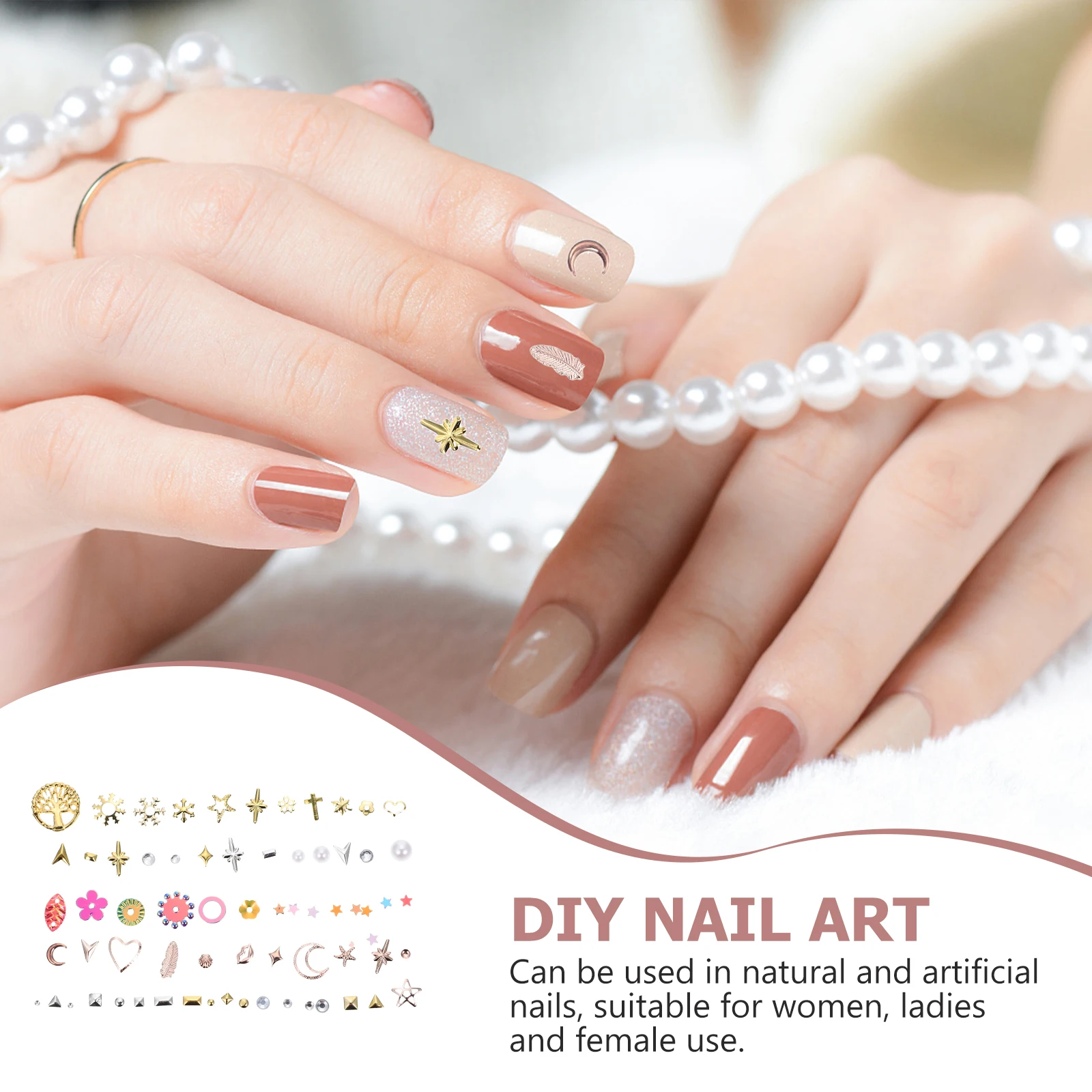 

Sequins Nail Ornaments Accessories Set Gems for Nails Art Decals Pearl Delicate Adorn Plastic