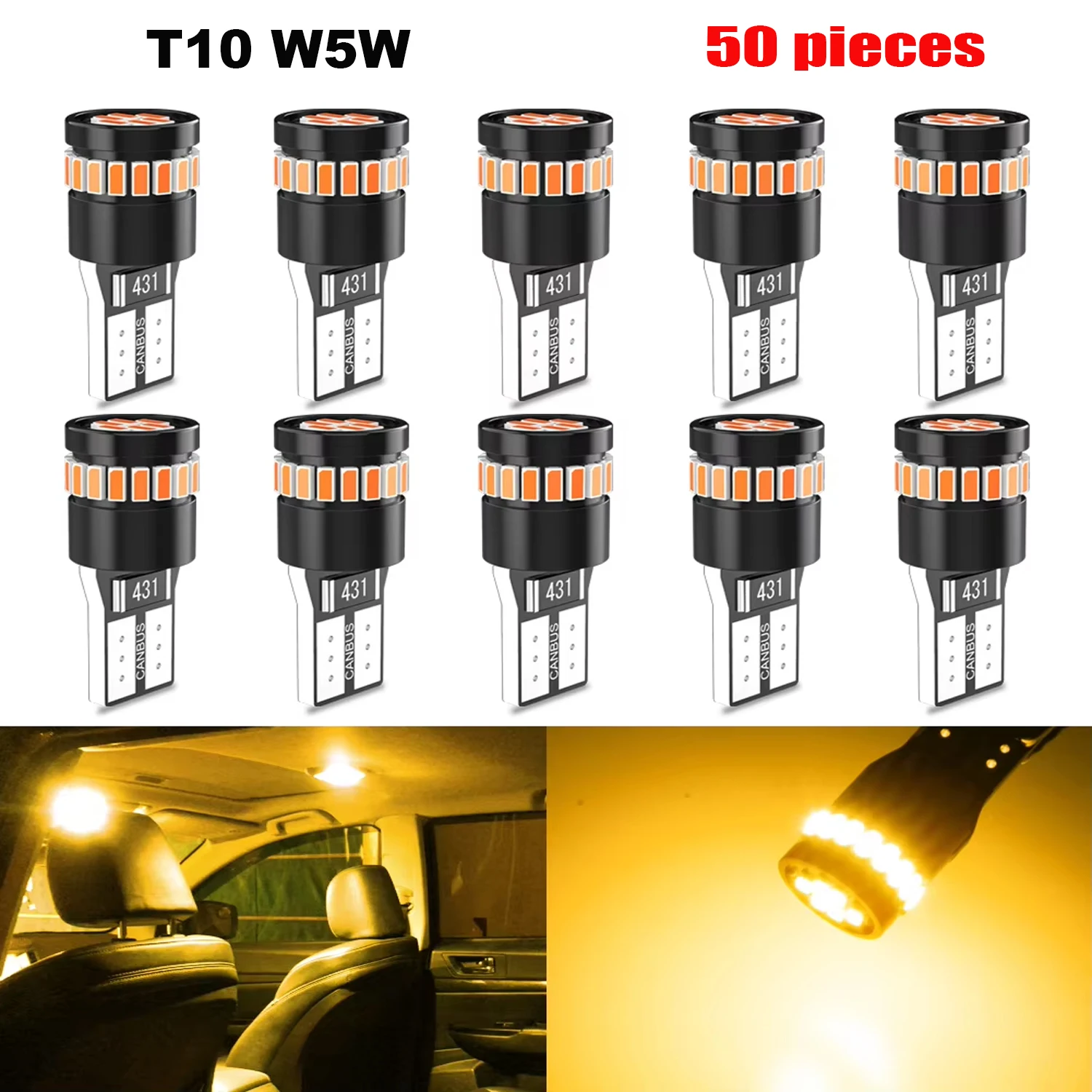Katur 50pcs T10 W5W Canbus No Error LED Map Reading Light For Citroen C5 C3 C4 Picasso Xsara Berlingo Saxo C2 C1 C4L DS3 Xantia