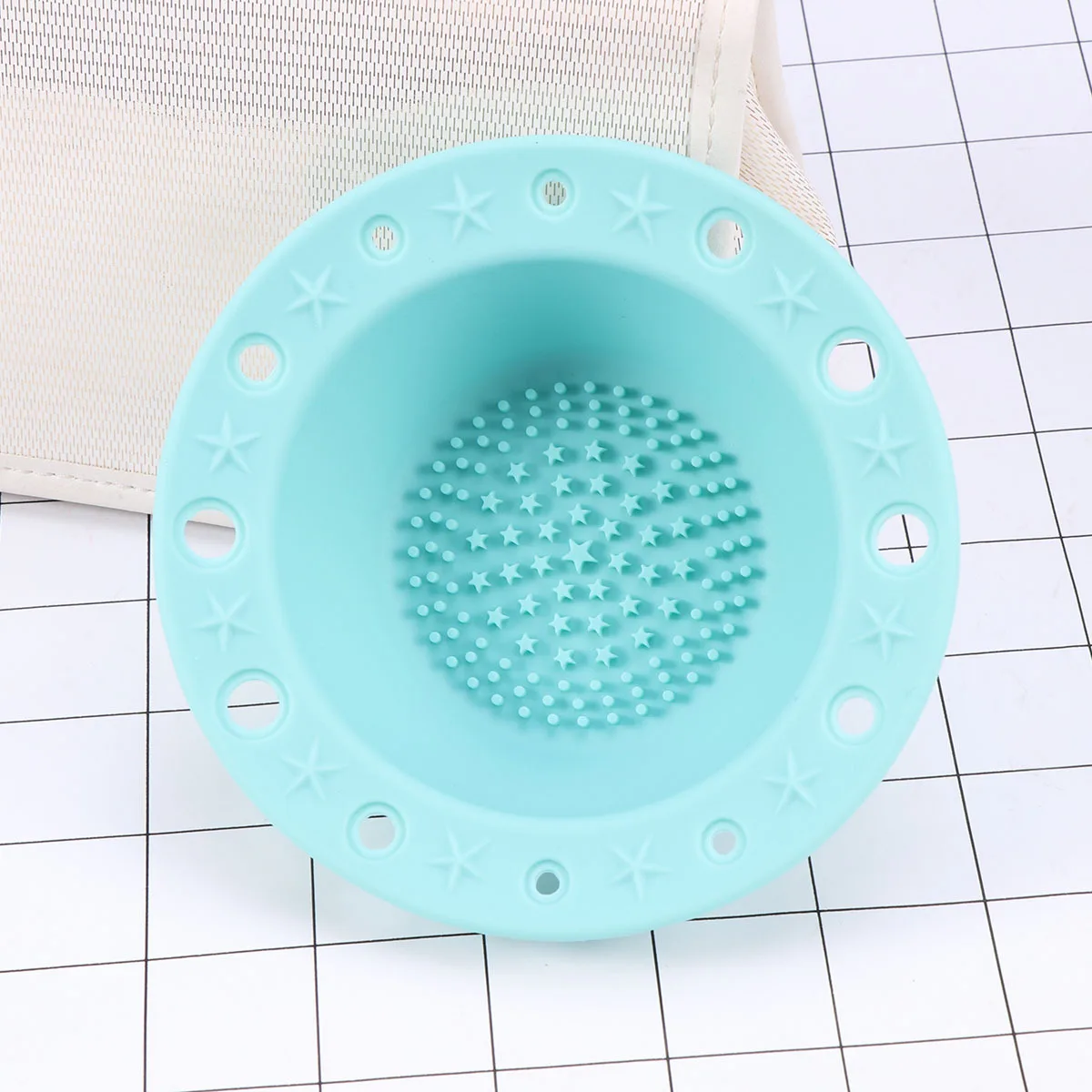 1pc silicone maquiagem escova limpador esteira 12 buracos rack de secagem sulco textura lavável antiderrapante ferramenta de beleza para cosméticos hortelã verde