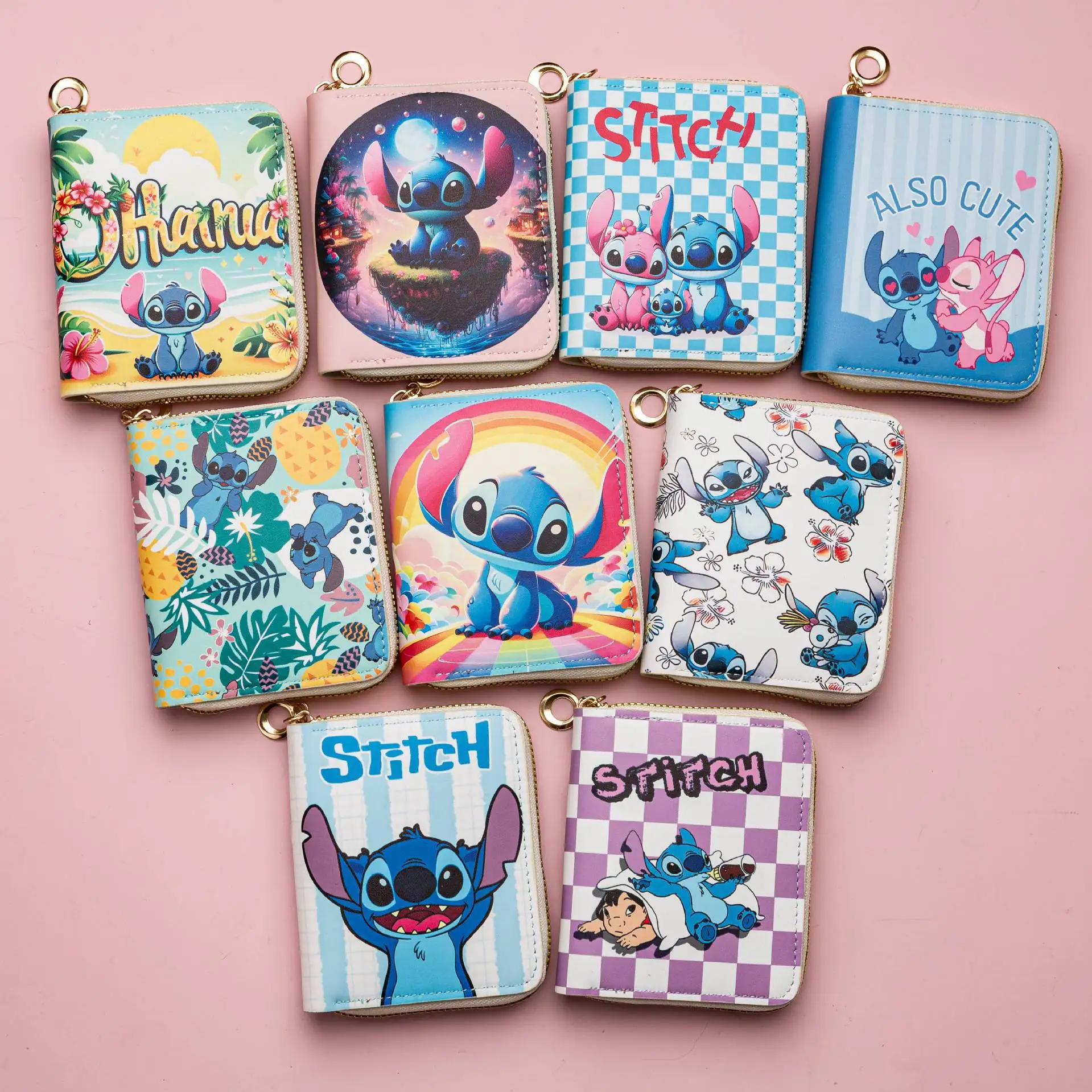 

Disney Stitch Zipper Coin Purses Unisex Kawaii Multi-Card Slot Wallet Anime Student Card Holder ID Bank Card Bag Storage Bag