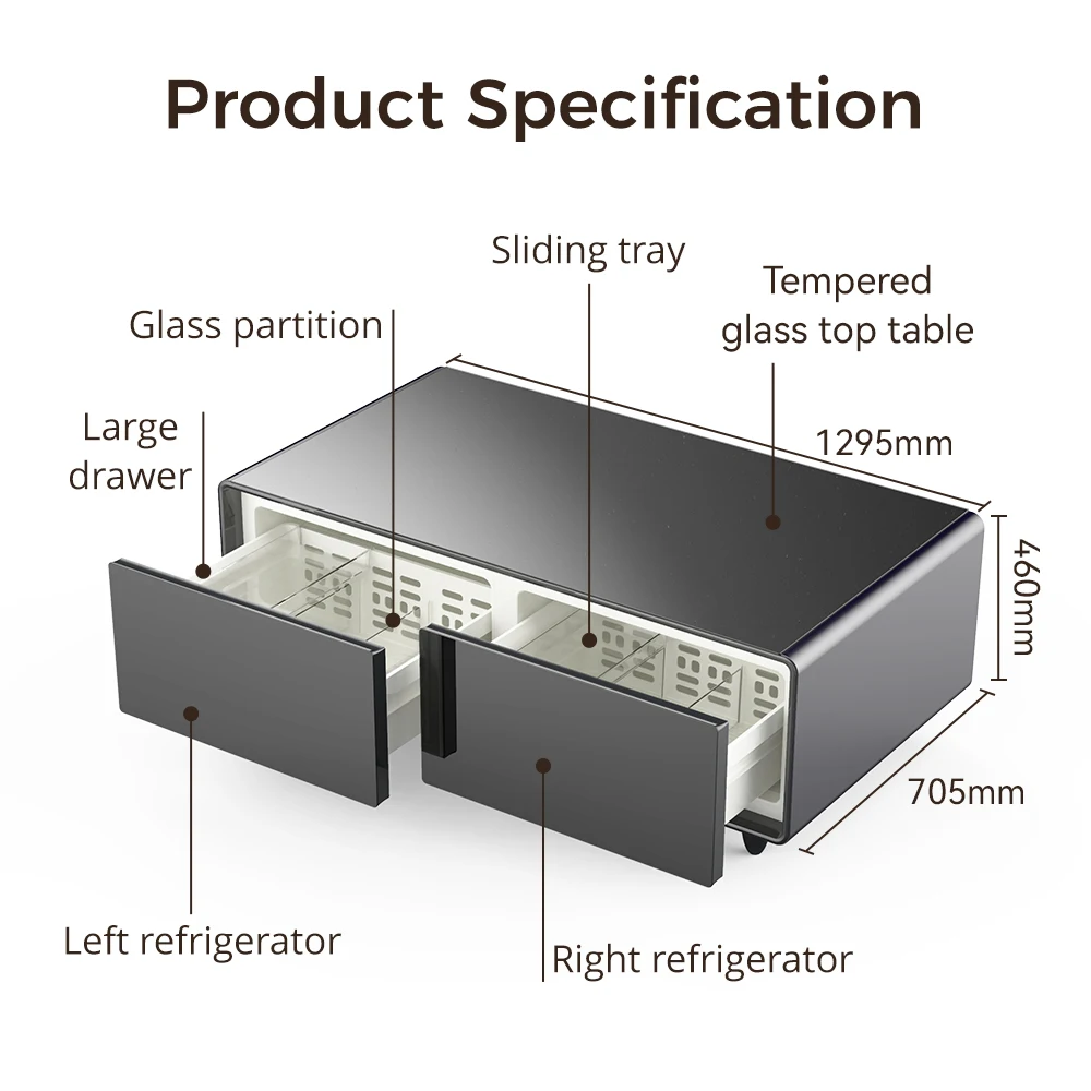 Model TB135 Coffee Table Fridge 135L With Dual Refrigerator Drawers For Living Room