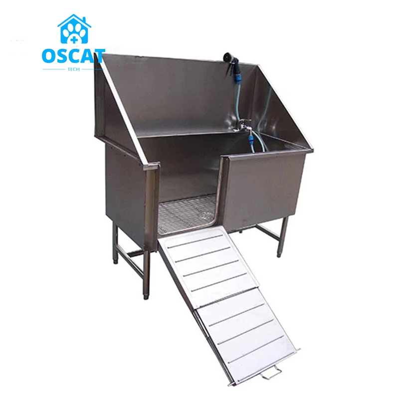 OSCAT EURPET Veterinary Pet Grooming Bathtub Spa Mobile Door And Blower Vet Bathing Pool Cleaning Dog Bathtub Sinks