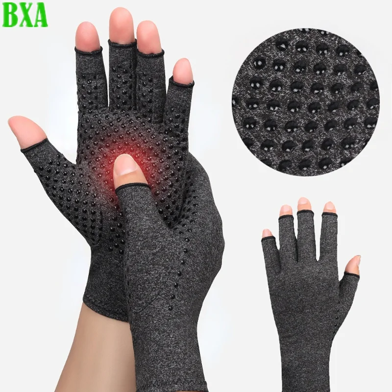 

1 Pair Hemp Grey Compression Arthritis Gloves Wrist Support Cotton Joint Muscle Relax Hand Brace Women Men Therapy Wristband