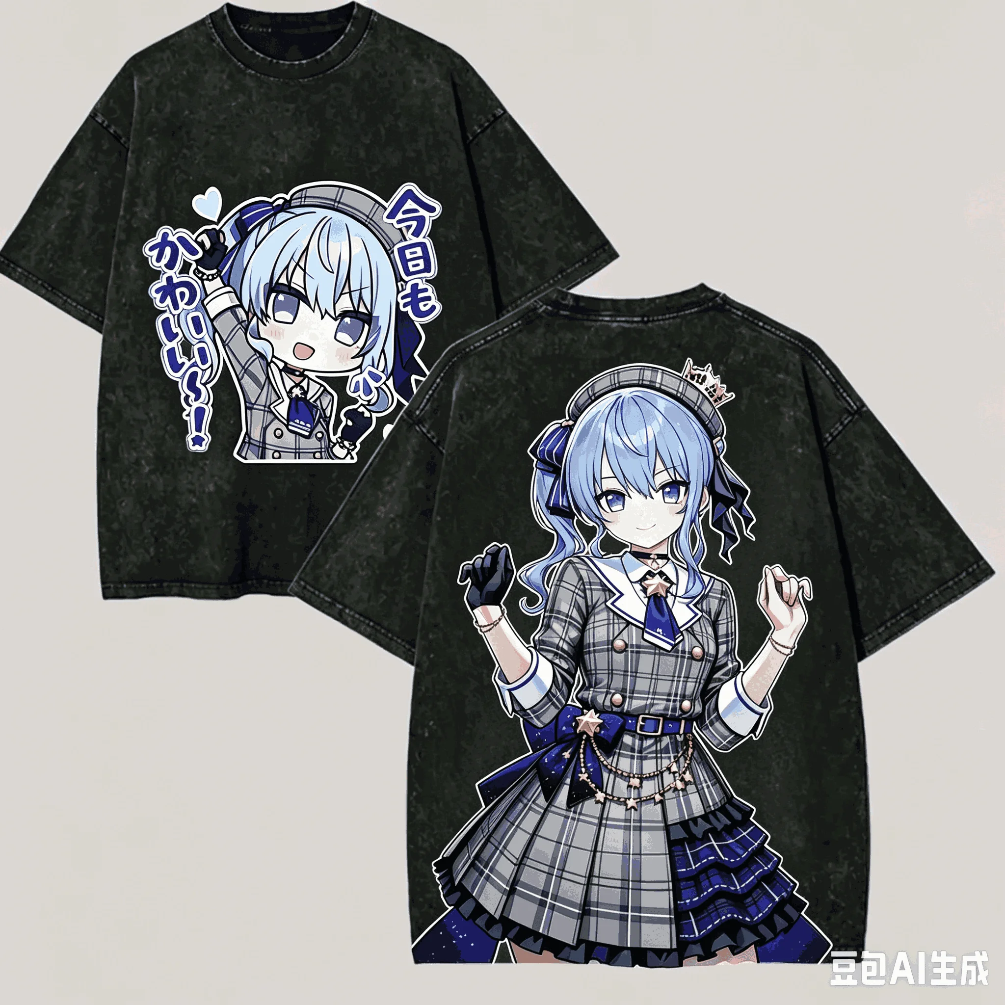Hoshimachi Suisei Washed T shirt Anime Lovr Harajuku New Model Oversized Vintage Loose Unisex Vintage Loose Retro Fashion soft