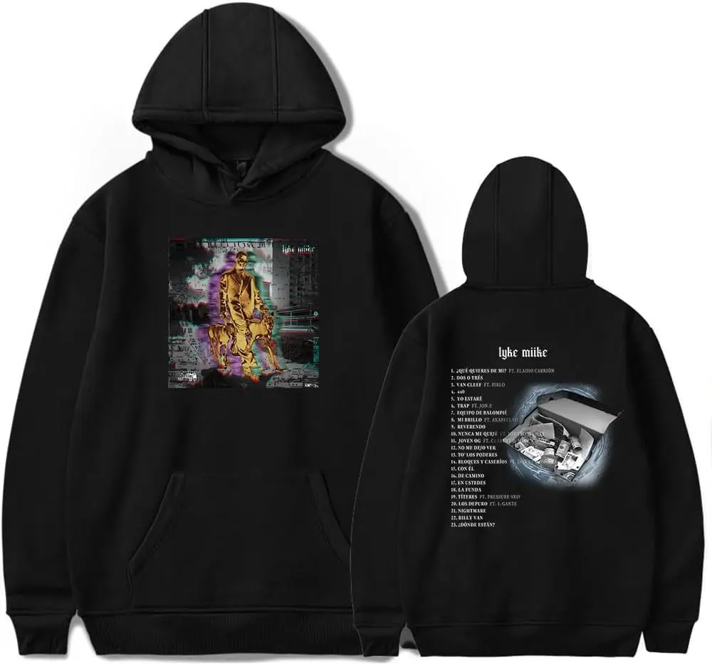 

Толстовка Myke Towers, новый альбом, пуловер Lyke Mike Merch для женщин и мужчин, уличная одежда с капюшоном и длинными рукавами