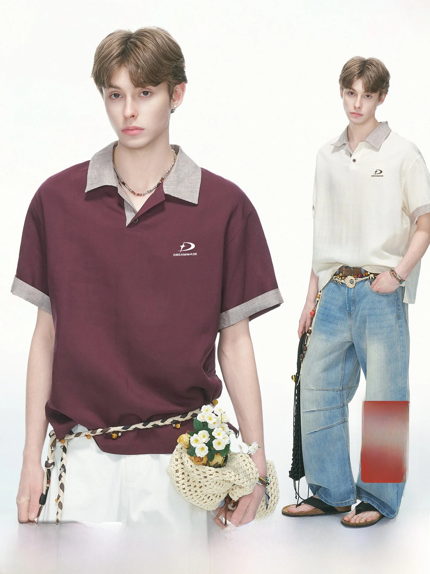 Dream Made Men's Summer Thin Linen  Shirt Short Sleeve T-Shirt Breathable Comfortable Youth Fashion Casual Commute Style