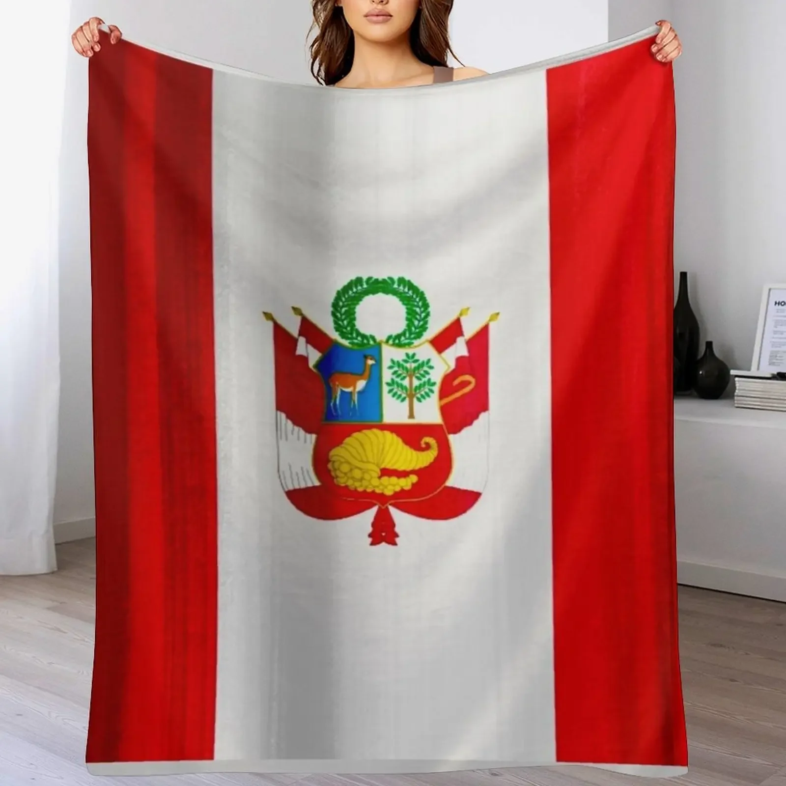 

Peruvian Flag Throw Blanket No Pilling Soft Warm Blanket for Bed