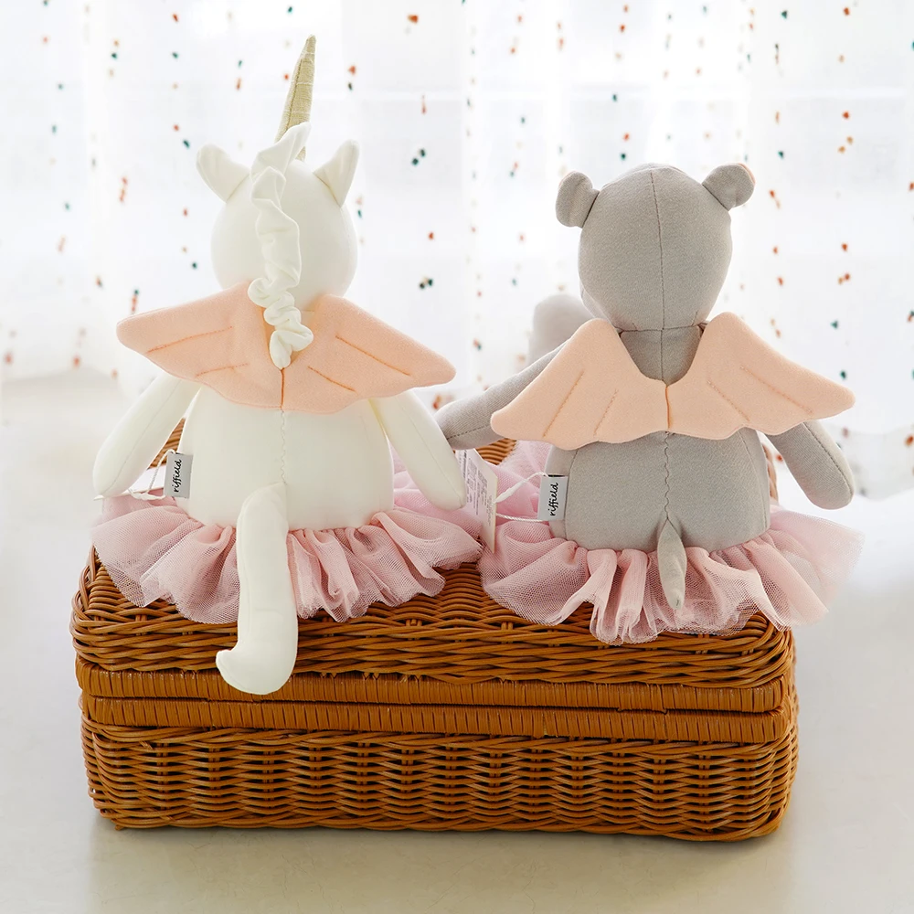 40 cm nijlpaarden knuffels met vleugel lange been schattig eenhoorn speelgoed voor kinderen kindercadeaus