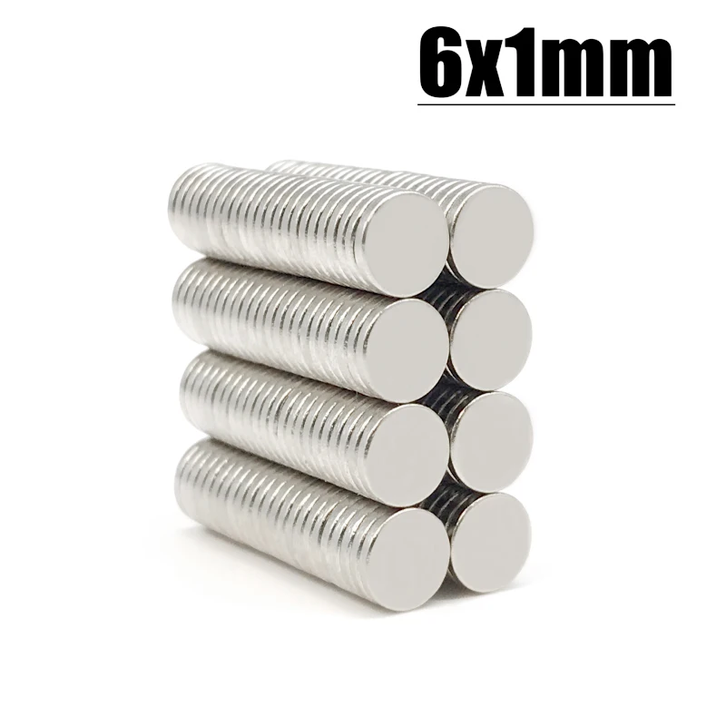 50/100/200/1000Pcs 6mm X 1mm Strong Cylinder Rare Earth Magnet 6X1 Neodymium Bulk Sheet N35 Mini Small Round Magnets Disc 6*1mm