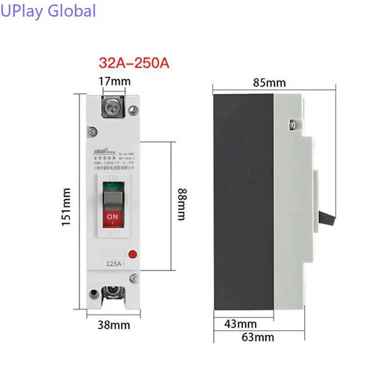 1-pole DC 12-500V Circuit Breaker Protection Switch Solar System Protector Yacht RV Golf Cart Lithium Battery Protector 300/400A