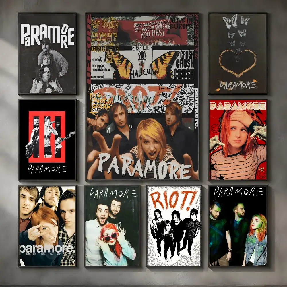 Band P-Paramore-e Poster Vintage Self Adhesive PP Wall Art for Living Room Bar Bedroom Home Decor Gift