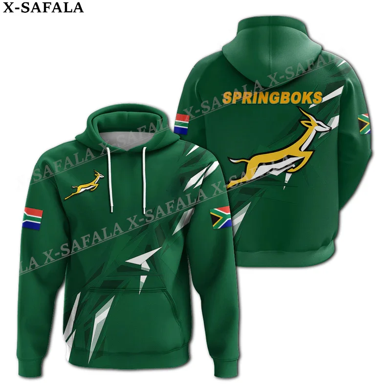 South Africa Country Flag Springboks 3D Print Zipper Hoodie Men Pullover Sweatshirt Hooded Jersey Tracksuits Outwear Casual-3