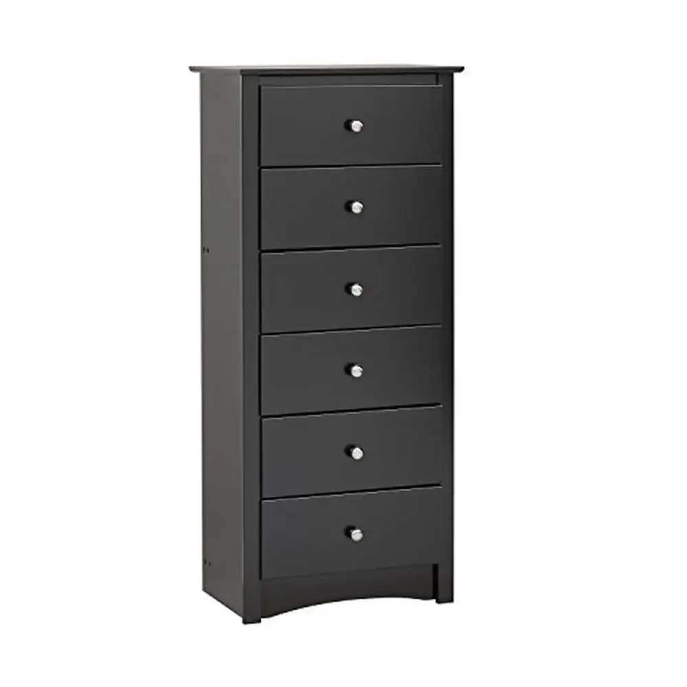 6-Drawer Bedroom Chest Sonoma Style Black Finish Space-Saving Storage Solution 17.65