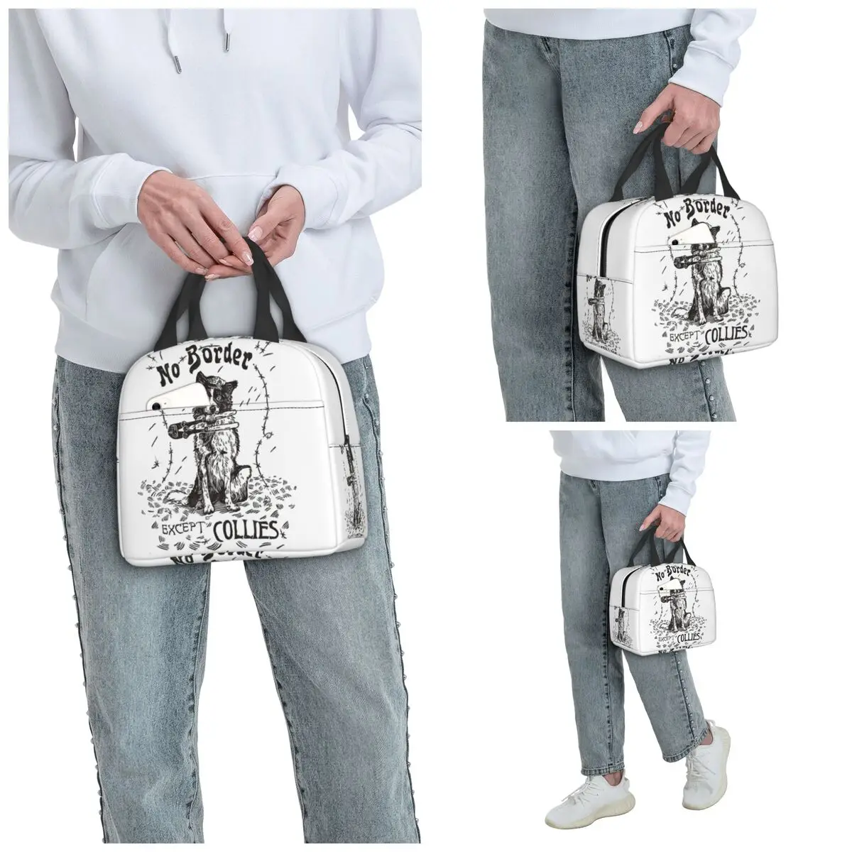 No Border Except Collies Insulated Lunch Bag for Women Office Cooler Thermal Food Box Tote Portable Lunch Boxes Container