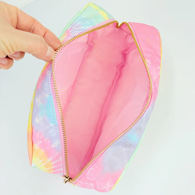 Nylon waterproof rainbow household storage bag - snack storage bag - DIY tie-dye printed women's makeup bag - bathroom toiletry