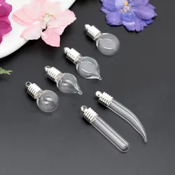 SNASAN 5piece 6mm Bottle Mouth Glass Vial Pendants Silver Color Cap Rice Art Name On Rice Craft Materia Glass Bottle Pendant