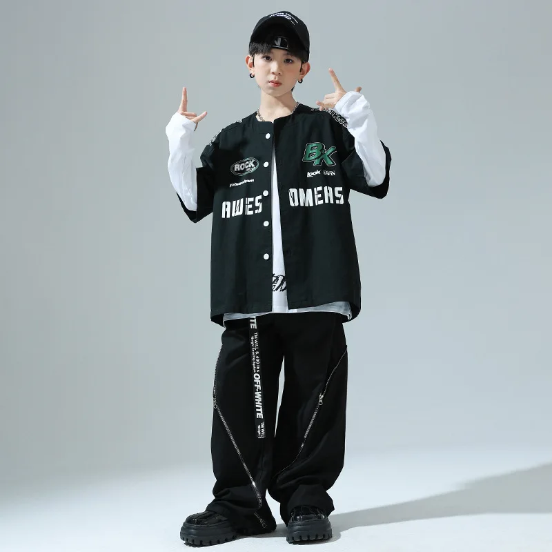 Costume de spectacle de danse de rue américaine pour enfants, ensemble trois pièces personnalisé pour garçons, Costume de piste de scène de danse Jazz pour filles