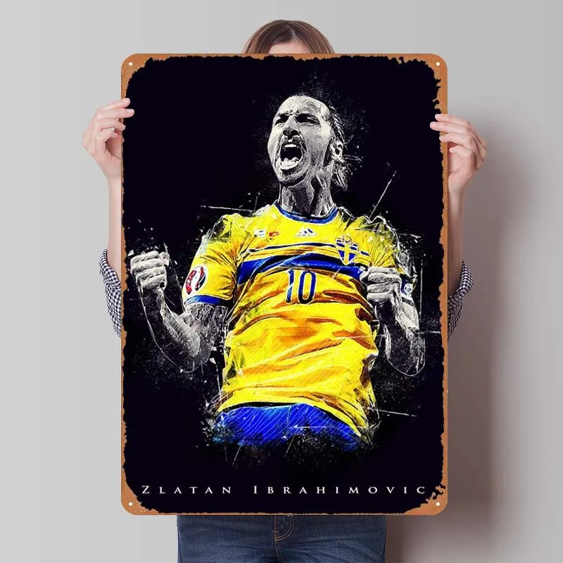 Zlatan Ibrahimovic Sports Metal Poster Home Decoration Accessories Vintage Metal Tin Sign Plaque for Wall Art Decoration Retro