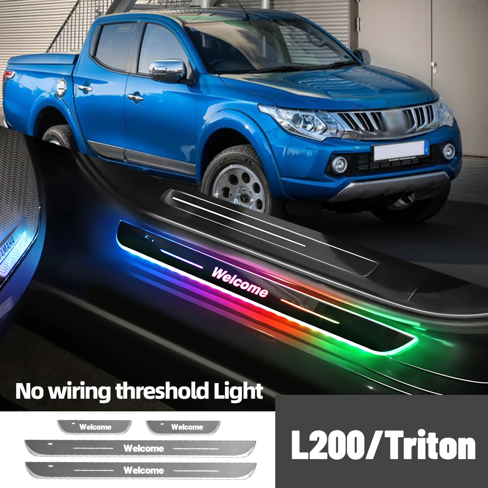 For Mitsubishi L200 Triton 2005-2020 2010 2019 Car Door Sill Light Customized Logo LED Welcome Threshold Pedal Lamp Accessories