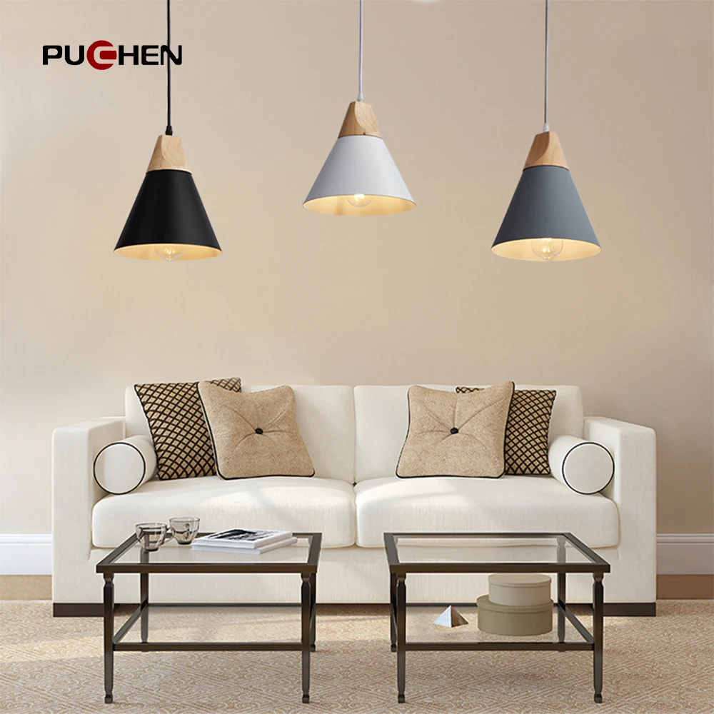 Puchen moderno led nordic minimalista lustre de ferro interior pendurado iluminação sala estar luminária base industrial pendurado luz