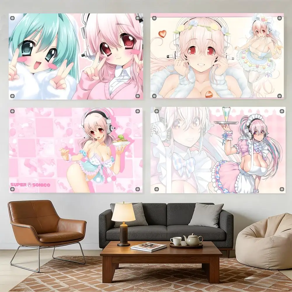 Character Super Sonico Flags Home Yard & Garden Decor Banner - Indoor Outdoor Wall Hanging Flag