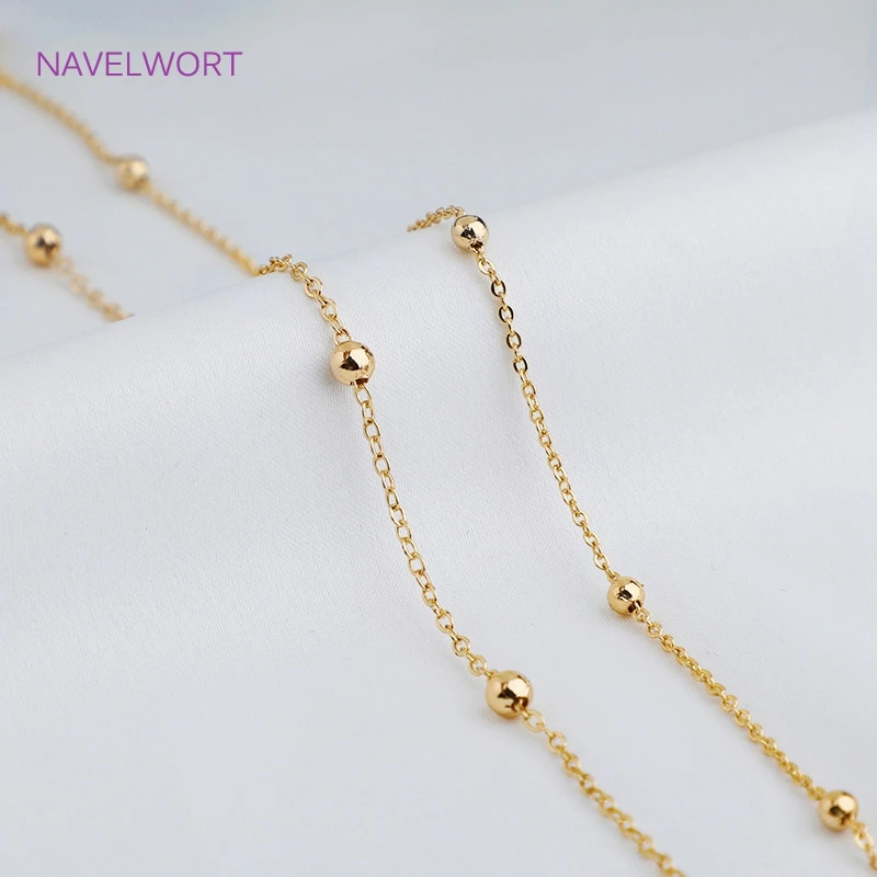 2 Sizes14K Gold Plated Beaded Cable Link Clip Gold Beads Ball Chain Supplies For Necklace Bracelet Making Accessories Wholesale