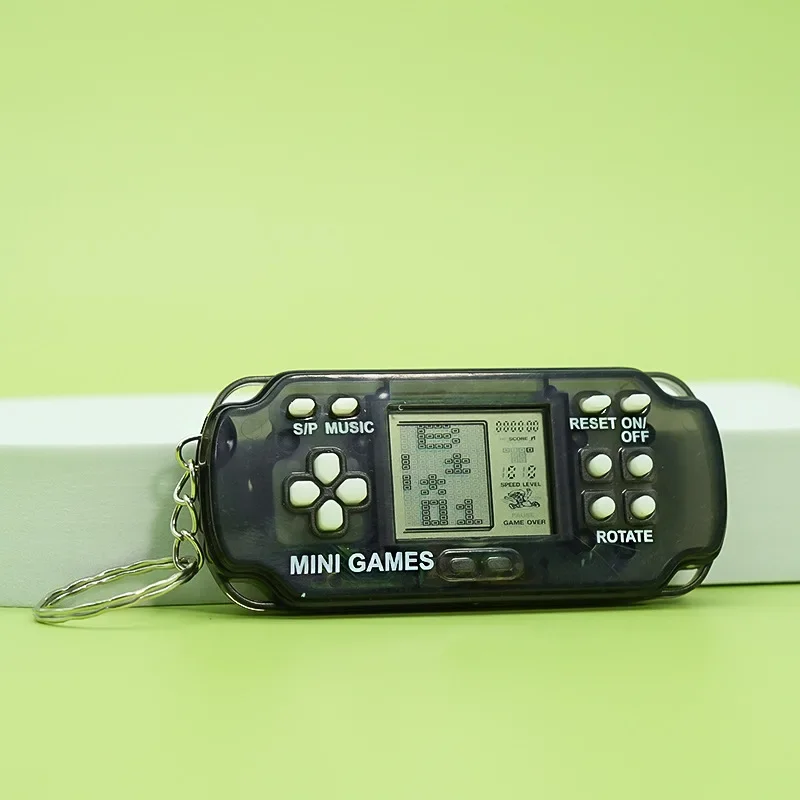 Llavero con Mini Juego Novedoso, Consola de Juegos Portátil Clásica de Bloques Rusos, Juguete Electrónico de Bolsillo para Niños, Regalo