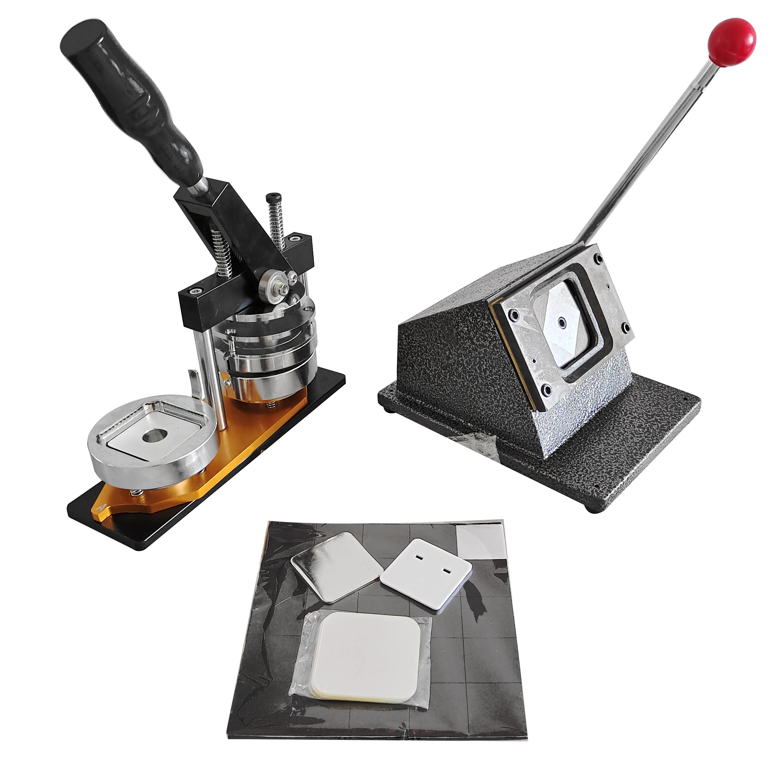 Máquina de insignias cuadradas TEBAK, cortador de nevera cuadrado de 50mm, máquina de imanes para fotos, máquina de hacer imanes para fotos