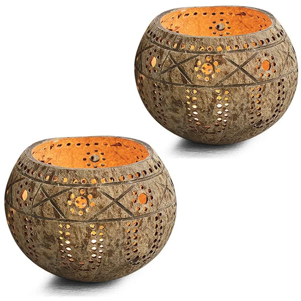 LUCK Candle Coconut Shell Bowl,Candle Holders,Handmade Coconut Shell Candle Holder for Tealight Small Pillar,Storage Bowl