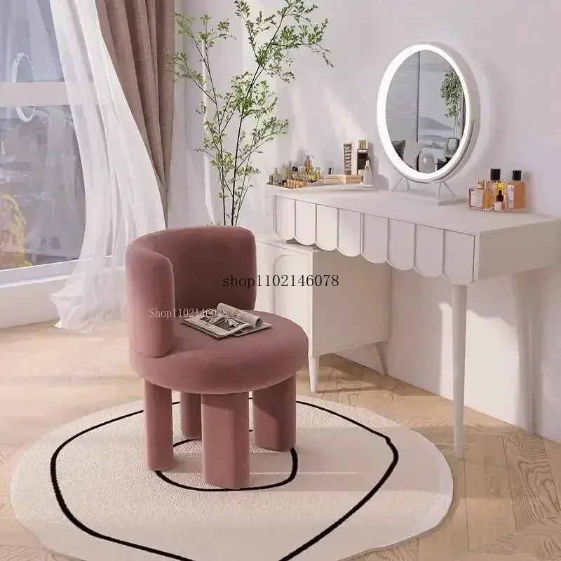 Cream Wind Dresser Makeup Chair Nordic Single Modern Minimalist Ins Bedroom Luxury Princess Round Chairs Living Room Furniture