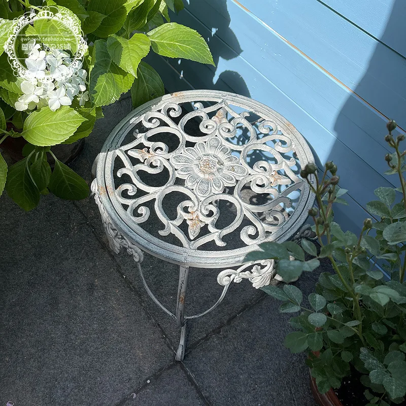 American rural retro cast iron carved flower stand, balcony, garden, courtyard, outdoor indoor personalized decorative flower