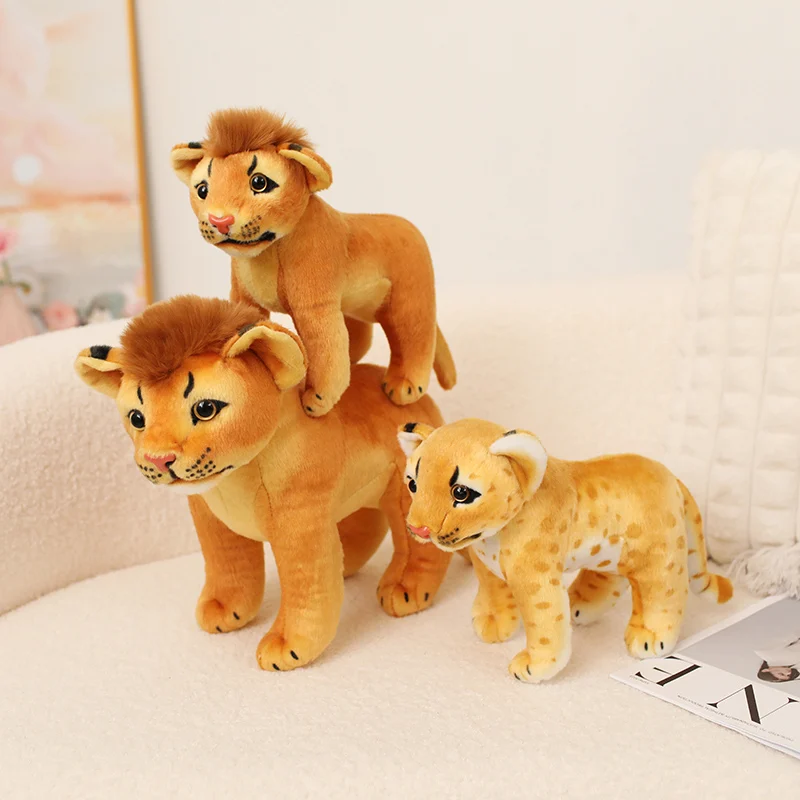 

Hot Sale Realistic Lion Leopard Plush Toys Cozy Cotton Stuffed Beast Doll Cool Lifelike Standing Wild Animal Pretty Kids Gift
