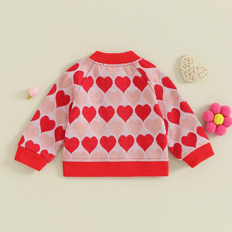 

Infant Baby Girl Cardigan Long Sleeve Button Closure Heart Winter Warm Knit Sweater Clothes for Valentines Day