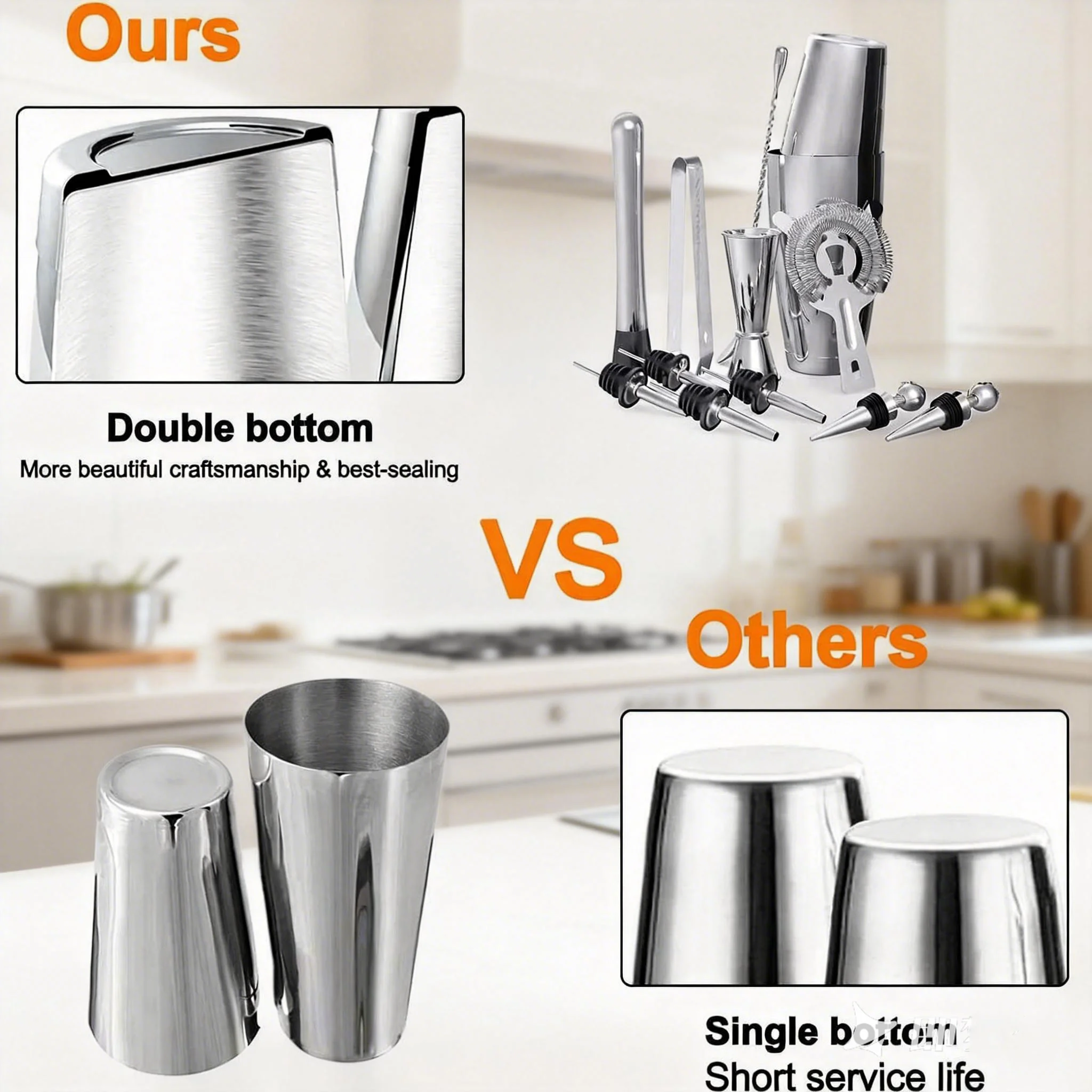 stllCamol Cocktail Shaker Bost - Boston Shaker Set ulasan dan harga