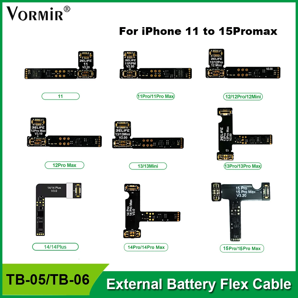 

RELIFE TB-06 T Battery Flex Cable For iPhone 11 to 15Promax Mini Battery Data Reading Writing Repair Warning Removing Error Fix