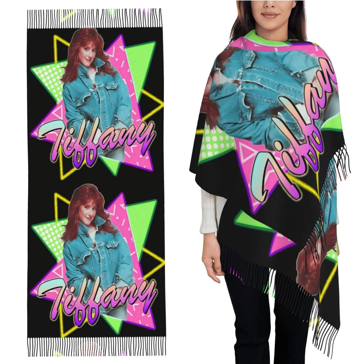 

Красивая модель Тиффани 80-х Стиль Фанарт Шарф Шарфы с кисточками Женские мягкие теплые шали и накидки Длинная осенне-зимняя шаль