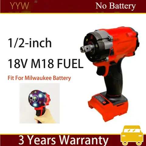 Adequado para milwaukee marca 18v m18 modelo de combustível 1/2 polegada de alto torque sem escova impacto sem fio chave de fenda elétrica ferramenta elétrica