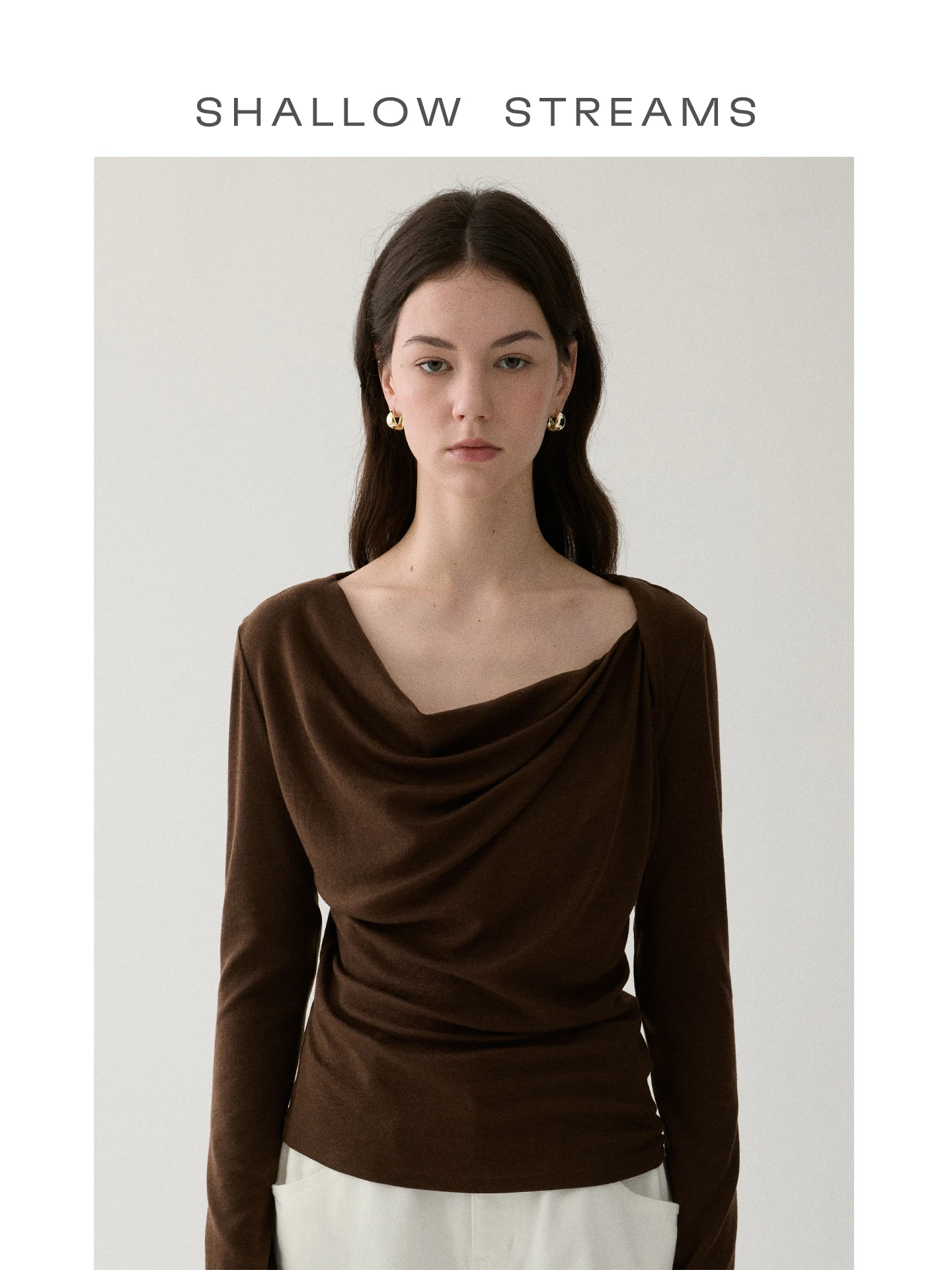 

Женская футболка из шерсти и шелка с длинным рукавом, элегантный дизайн, повседневный стиль, приталенный крой, для отдыха, модный китайский бренд