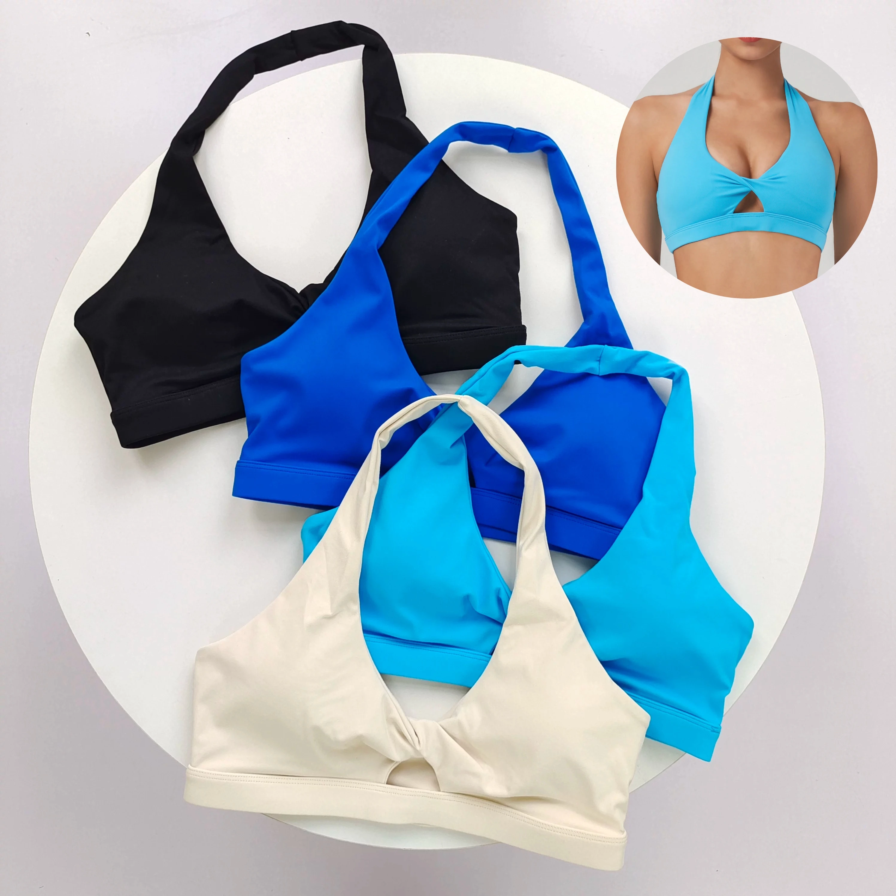 Women Cross Back Running Sports Bra High Impact Crop Top Halter Push Up Gym Fitness Yoga Underwear Removable Pad