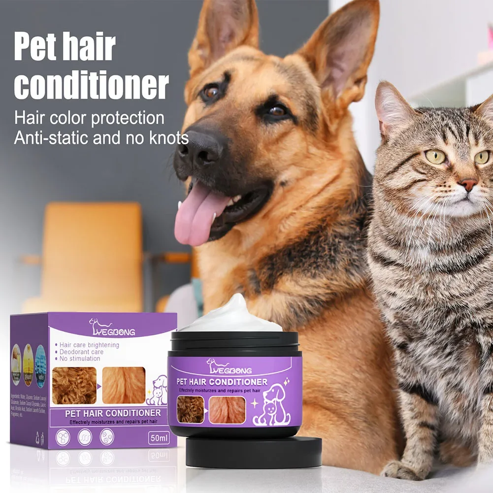 50ml Non-Knotted Pet Hair Care Cream Moisturizes Care Pet Hair Conditioner Dry Skin Pet Hair Conditioner for Pet Fur Hair Dogs