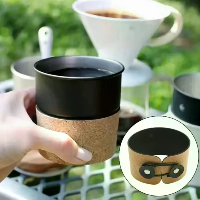 Portable PU Leather Coffee Mug Cover Heat Resistant Espresso Cup Sleeve Elegant Steel Mug Accessory For Hot Cold Drink Supply