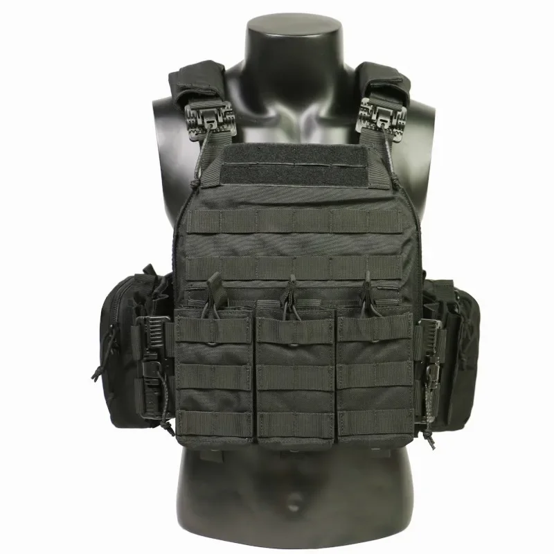 US 1000D NylonTactical Vest with Triple Magazine Pouch  Fabric Quick Release 6094K Hunting Airsoft Combat Accessories