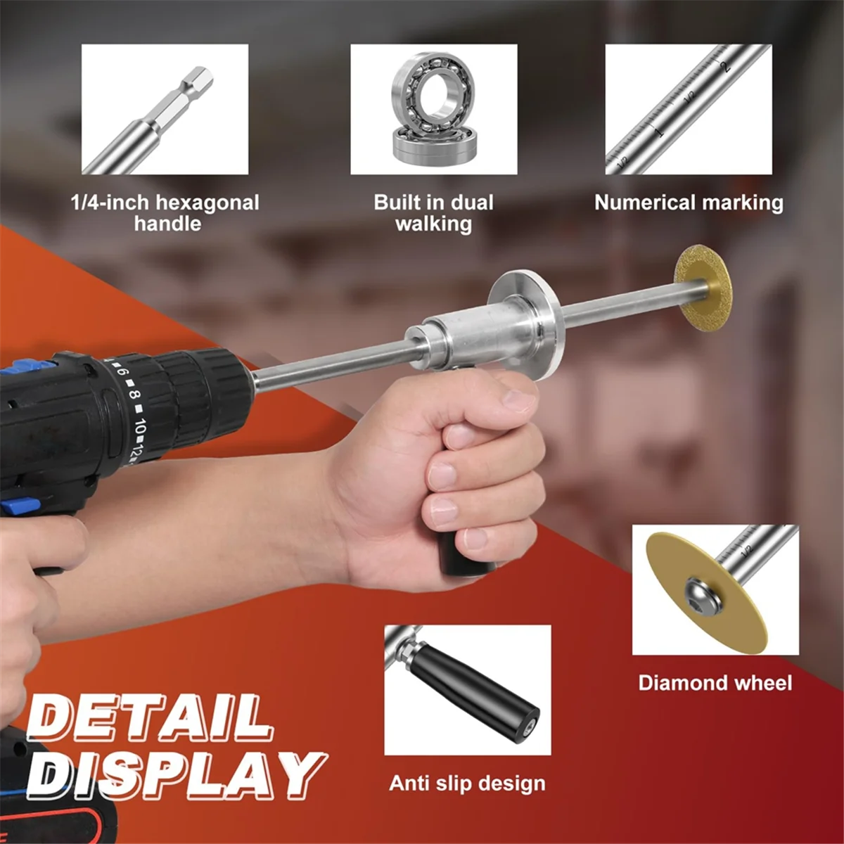 ABNJ Inside Pipe Cutter for PVC Pipe Cutter, Stainless Steel Plumbing Inside Cutter Tools with Diamond Grit Cutting Wheel