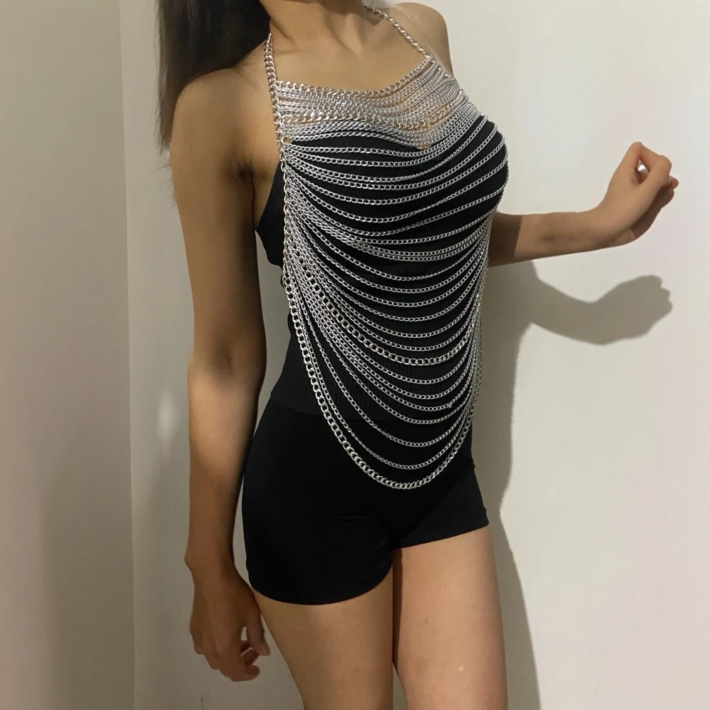 

Fashion and sexy exaggerated multi-layer body chain necklace, European and American fashion body chain accessories