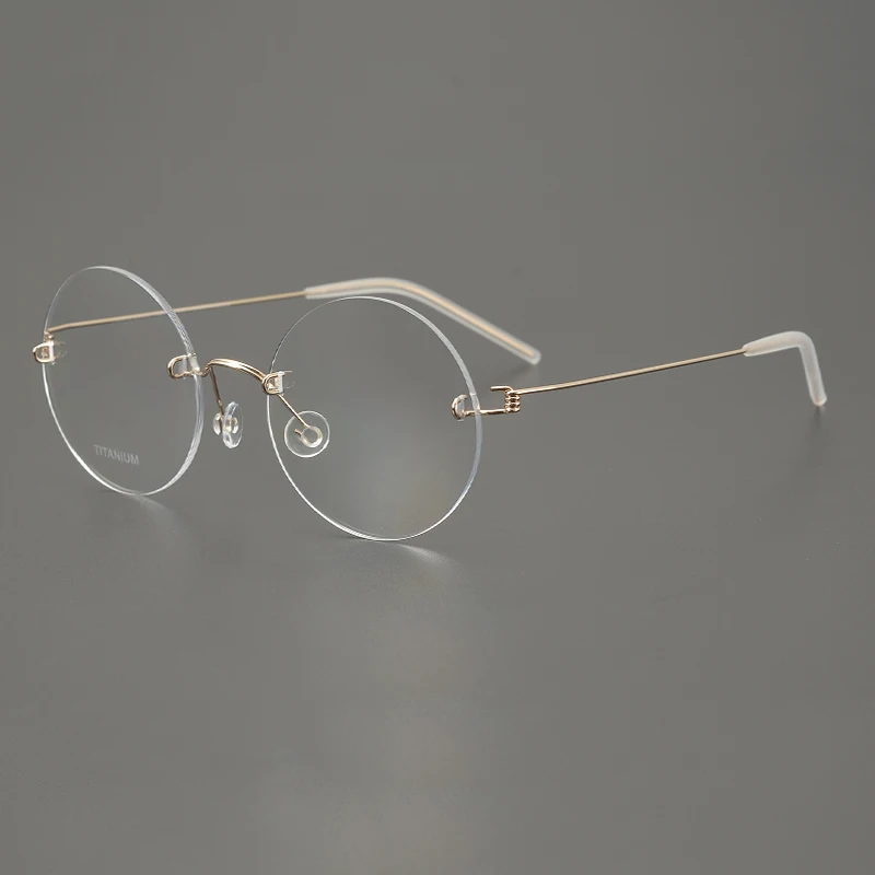 Denmark Brand Rimless Round Glasses Frame 356 Ultralight Men Screwless Titanium Eyeglasses Frames Spectacles Women Eyewear Gafas image 3