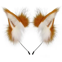 Animal Faux Fur Fox Wolf Ear Headband Furry Handmade Hairband Headwear Costume Cosplay Accessories 4