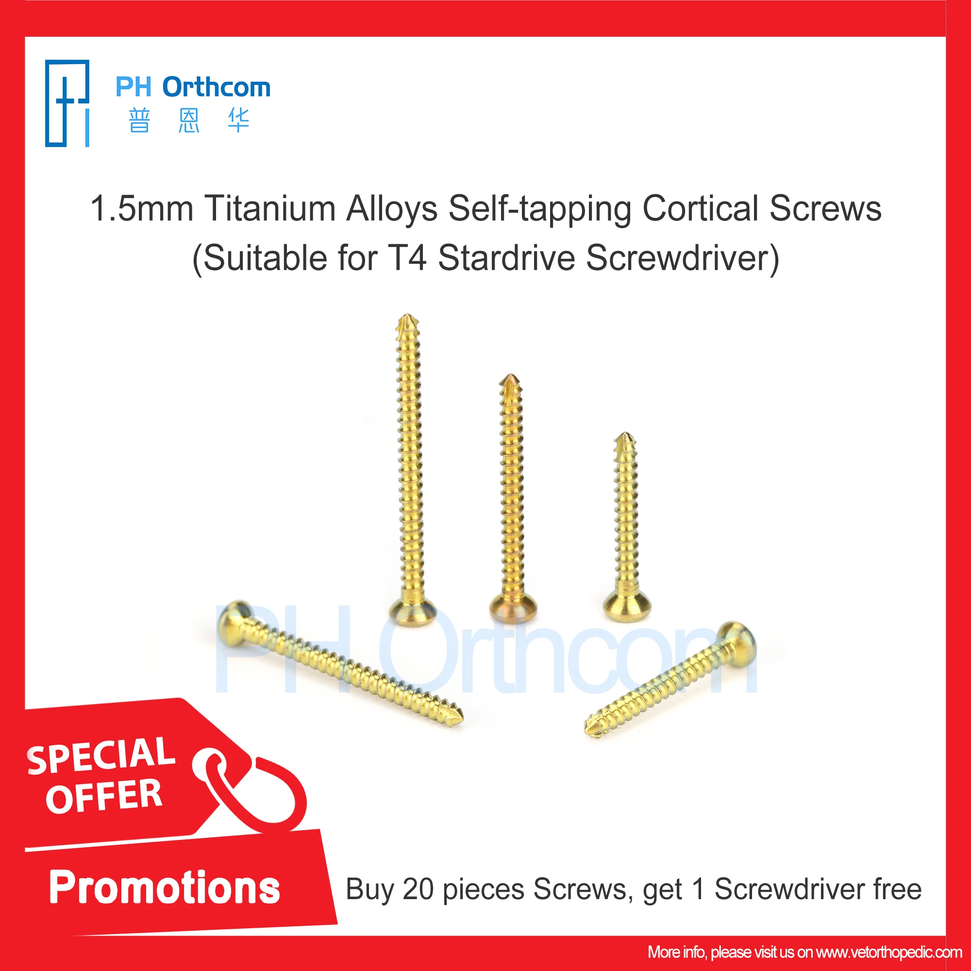 Imagem -03 - Flash Sale Screws Buy Twenty Pieces Get One Screwdriver Não Perca Auto-tapping Titânio Parafusos Corticais 1.5 mm