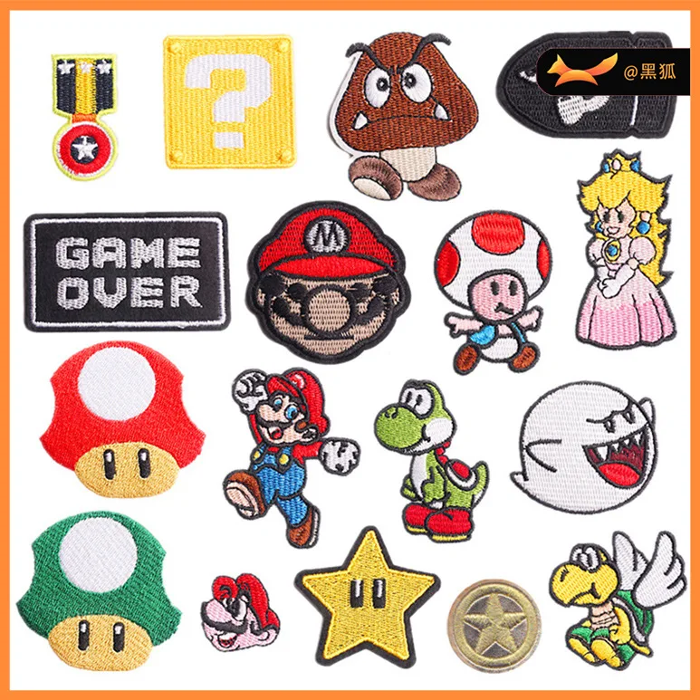 2024 Super Mario Embroidery Cloth Patch DIY Sewing Patch High Temperature Ironing Clothes Jeans Children Cartoon Characters