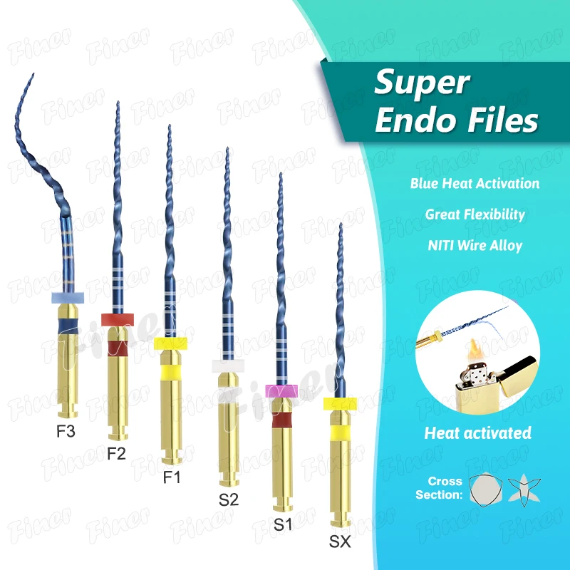 

6pcs Pro Dental Taper Blue Endo Rotary Files Heat Activated SX-F3 Engine Use Files for Root Canal Treatment Dental Tools