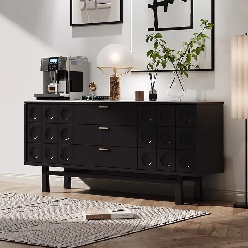 TTItalian high-grade rock slab locker, antique black decorative storage cabinet